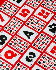 the numbers and symbols are arranged in black and white on red paper, as well as letters