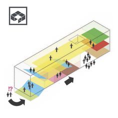 the diagram shows how people are walking around in an area with different colors and shapes