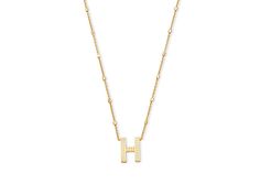 Kendra Scott Letter H Pendant Necklace - Necklace : Gold Metal : Wear the Kendra Scott Letter H Pendant Necklace or gift it to your loved one and spread happiness. Toned chain with letter 'H' pendant featuring leaf-shaped etched details. Lobster clasp closure with adjustable single sliding bead. Imported. H Necklace, Letter Pendant Necklace, Letter Pendants, Letter Necklace, Kendra Scott, Brass Metal, Gold Pendant Necklace, Leaf Shapes, Gold Metal