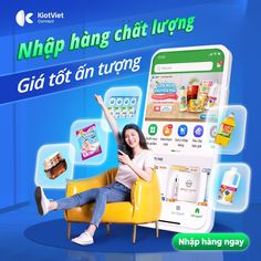 a woman sitting on a yellow chair in front of a cell phone with the caption'nip hang chat luong '