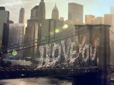 an image of the brooklyn bridge in new york city with lights on it's side