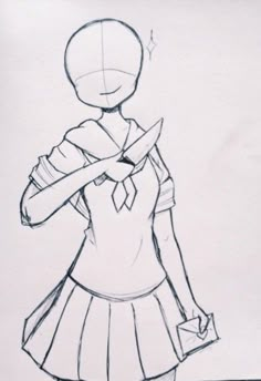 a drawing of a girl with a knife in her hand and an arm around her waist