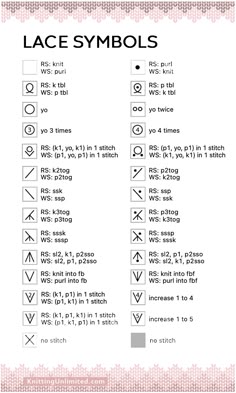 the instructions for how to use lace symbols