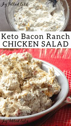 the best keto chicken salad is in a bowl and ready to be eaten for lunch