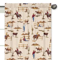 a curtain with cowboy images on it