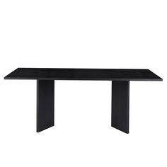 a black table sitting on top of a white floor