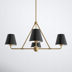 Functional and fashionable, this 4-light chandelier is a sleek, mod-inspired piece for your dining area or living room. It's crafted from steel in a dynamic finish of your choice, and it strikes a crisp, classic silhouette for a bold look. It’s compatible with dimmer switches and sloped ceilings, so you can adjust it to fit just about any space. Plus it’s rated for use in high-moisture locations. Joss & Main Finish: Gold, Shade Color: Black | Joss & Main Kinston 4 - Light Shaded Classic Chandeli Classic Chandelier, Joss And Main, Light Shades, Signature Style, Lighting Fixtures, Gold Black, Two Tone, The Light, Home And Garden