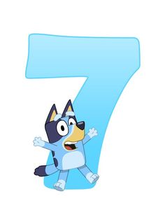 the number seven has a cartoon dog on it