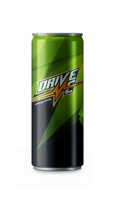 a can of drive energy drink on a white background