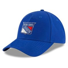 the new york rangers hat is shown in blue