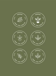 four badges with leaves on them and the words,'plant life'written in white