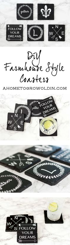 black and white chalkboard labels with the words diy handmade style on them