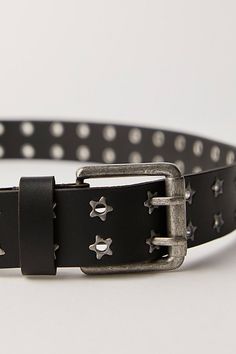 The perfect star-studded finishing touch, this fun belt with elevate any look with ease. * Star-shaped grommet hardware * Double prong buckle closure * Leather fabrication | Virgo Leather Belt at Free People in Black, Size: M/L Grommet Belt, Nyx Lip, Concert Ideas, Black Leather Belt, Star Studs, Black Star, Star Shape, Boho Clothing, Black Belt