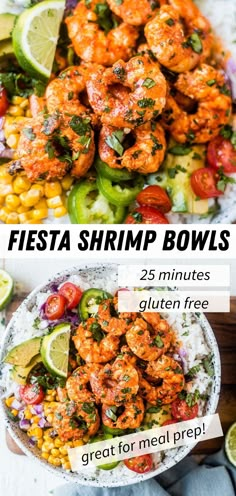 fiesta lime shrimp bowls with corn, avocado, onion, tomato, lime juice and cilantro Lime Shrimp Bowl, Shrimp Bowl Recipe, Smoked Seafood, Fire Roasted Corn, Shrimp Bowls, Shrimp Bowl, Bowls Recipes, Seafood Dinner Recipes, Healthy Bowls Recipes