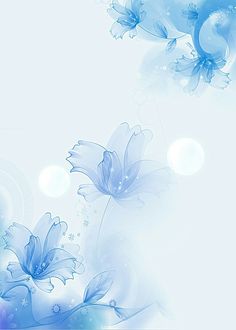 blue flowers on a white background with bubbles