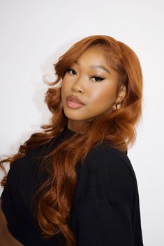 Amber Hair Black Women, Ginger Wig Layers, Big Latto Natural Hair Color, Big Latto Red Hair, Amber Wigs, Frontal Wig Hairstyles, Ginger Hair Color, Hair Collection