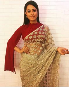 Anita Anita Hassanandani Saree Blouse, Shagun Blouse Designs, Anita Hassanandani, Indian Blouse Designs, Fashionable Saree, Ghaghra Choli, Blouse Designs Catalogue, Choli Blouse