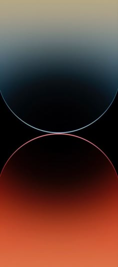 an orange and black background with two circles in the middle, one red and one blue