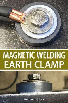 an electric welding earth clamp is shown with the words, magnetic welding earth clamp