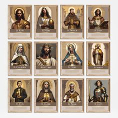 twelve stations of the cross with images of jesus, mary, john, and joseph