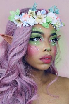 Fairy Makeup Ideas, Pretty Makeup Ideas, Spring Costume, Fairy Costume Women, Makeup Ide, Fairy Costume Diy, Mystical Fairy, Fairy Cosplay, Fairy Halloween Costumes