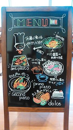 a menu board with different types of food on it