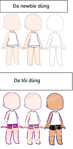 three different types of paper dolls with the words da toi dungg and da newbie