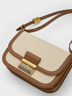 Chocolate Charlot Canvas Crossbody Bag - CHARLES & KEITH US Hermes 2024, Charles And Keith Bags, Handbag Ideas, Canvas Crossbody Bag, Charles Keith