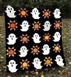 a quilt made to look like ghost heads