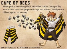 an image of a cartoon character with bees on it's chest and cape over his shoulders