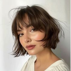 Bob Wispy Bangs, Wispy Bangs Bob, Wispy Bangs Short Hair, Textured Bob With Bangs, Cute Bob Styles, Wispy Bob, Airy Bangs, Bob With Wispy Bangs, Shag Bob