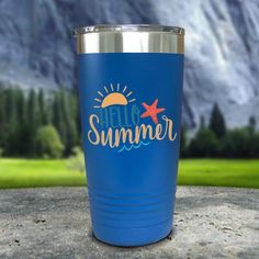 Hello Summer Color Printed Tumblers Tumbler Nocturnal Coatings 20oz Tumbler Blue Aloha Summer, Cold Fits, Double Wall Tumblers, Sea Colour, Plastic Tumblers, Art Technology, Beach Time, Relax Time, Hello Summer