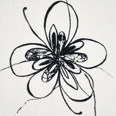 a black and white drawing of a flower