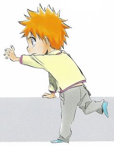 a drawing of a young boy with orange hair