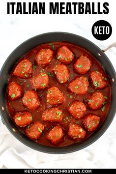 meatballs are cooked in tomato sauce and garnished with parsley