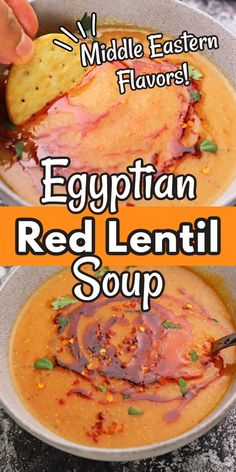 the egyptian red lentil soup is ready to be eaten