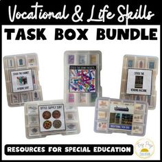 CBI | Job Skills | Life Skills | Vocational Education| Special EducationTask Boxes are the perfect way to promote Independence in any Special Education Classroom.  They are engaging, Build Fine Motor Skills, Reinforce IEP Goals,  and Teach a variety of Skills & Levels!This bundle includes REAL photos to allow students to make real-world connections!Includes:1. Stock the Water Packets2. Hygiene Sort3. Stock the Vending Machine4. Office Supply Sort5. Stock the Goodwill ShelvesLook for more lea Deforestation Facts, Life Skills Class, Vocational Skills, Life Skills Classroom, Iep Goals, Task Boxes, Work Boxes, Classroom Jobs, Special Education Students