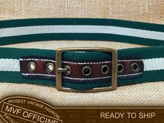 General information -This belt is made from canvas, leather and has solid brass buckle. I make those belts with high attention to details from high quality materials.  -Leather elements are made only from full grain leather. All leather edges are hand finished.  -Stitching is hand made saddlers stitch, which is much more durable than machine stitching. Thread I use is high quality durable thread (here Ritza Tiger manufactured by Danish company Julius Koch).  -Pinholes for buckle prong are additi Brass Buckle, Jute Bags, Suspender Belt, Belt Size, Vegetable Tanned Leather, How To Distress Wood, Full Grain Leather, Wooden Boxes, Solid Brass