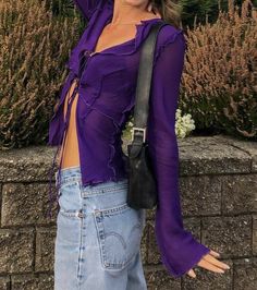 Purple Shirt Outfit, Look Festival, Neue Outfits, Christy Turlington, Looks Street Style, Purple Shirt, Mode Inspo, Fashion Fits, Fashion Killa