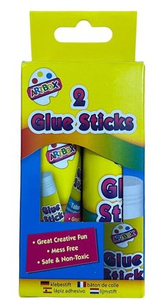 two glue sticks are in the packaging for children's crafts and craftsing projects