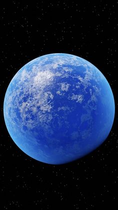 an artist's rendering of a blue planet with stars in the background