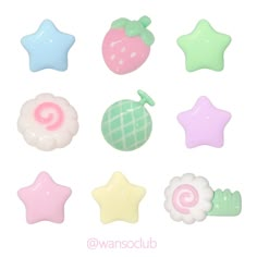 there are many different types of candies on the table, including one with a star