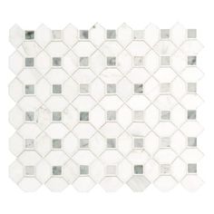 white marble mosaic tile with grey and gray squares on the back side, in an irregular pattern