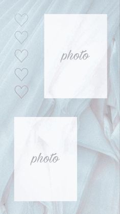 two white paper sheets with the word photo on one side and hearts on the other