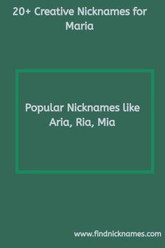 the cover for popular nickanes like aria, rio, mia by creative names