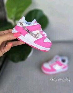 Pink Lace-up Sneakers With Soft Sole, Cute Nike High-top Sneakers, Cute Low-top Sneakers With Soft Sole, Pink Sneakers With Soft Round Toe, Pink Sneakers With Soft Sole And Round Toe, Cute Pink Non-slip Sneakers, Baby Boy Shoes Nike, Custom Baby Shoes, Baby Nike Shoes