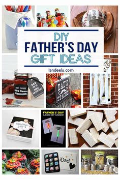 a collage of father's day gift ideas with the words diy father's day on it