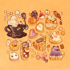 an image of some food that is in the shape of a cat and other things