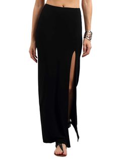 PRICES MAY VARY. Very stretchy fabric, soft and comfortable Elastic waistband, full length, maxi skirt with high slit Casual style for everyday wear, party, night out date, holidays and even for loungewear MODEL MEASUREMENTS: Height:176cm/5'9", Bust:88cm/35", Waist:59cm/23", Hip:89cm/35", Wear:S Please refer to size guide carefully before purchasing at below description Size Chart 
 
 XS: Waist Size: (24.4 - 34.6)", Length: 39.8", Hip Size: 29.9", Slit Length: 27.4"
 
 S: Waist Size: (26 - 36.2) Capsule Wardrobe Examples, Spring Time Outfits, Split Maxi Skirt, Cute Spring Outfits, Long Maxi Skirts, Tunic Tank Tops, Long Sleeve Short Dress, Long Maxi, Side Split