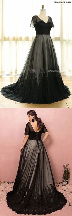 10% off now|Custom Formal Long Black Lace Evening Party Dress Vneck with Short Sleeves High Quality at GemGrace. Click to learn our pro custom-made service for wedding dress, formal dress. View Plus Size Formal Dresses for more ideas. Stable shipping world-wide. Black V-neck Banquet Dress, Black V-neck Dress For Banquet, Black V-neck Dress For Banquets, Black V-neck Wedding Dress, Plus Size Formal Dresses, Black Wedding Dresses, Prom Dresses With Sleeves, Gowns Of Elegance, Dress Formal